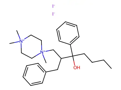 1-Butyl-1,3-diphenyl-2-(4-methyl-1-piperazinylmethyl)-1-propanol methiodide structure