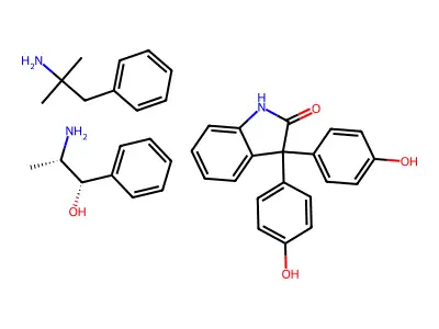 Norpseudoephedrin, d-, mixed with alpha,alpha-dimethylphenethylamine and 3,3-di(4-hydroxyphenyl)indolin-2-one structure