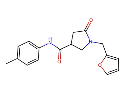 1-(furan-2-ylmethyl)-N-(4-methylphenyl)-5-oxopyrrolidine-3-carboxamide structure