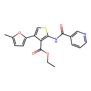 Ethyl 4-(5-methylfuran-2-yl)-2-(nicotinamido)thiophene-3-carboxylate structure