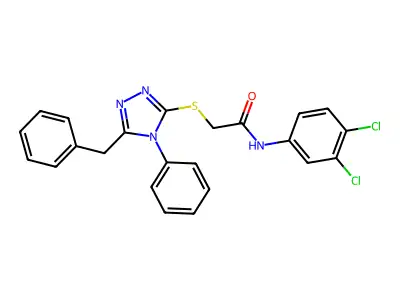 2-[(5-benzyl-4-phenyl-4H-1,2,4-triazol-3-yl)sulfanyl]-N-(3,4-dichlorophenyl)acetamide structure