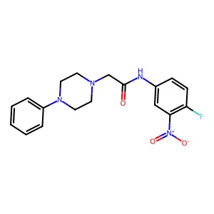 N-(4-fluoro-3-nitrophenyl)-2-(4-phenylpiperazin-1-yl)acetamide structure