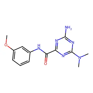 4-amino-6-(dimethylamino)-N-(3-methoxyphenyl)-1,3,5-triazine-2-carboxamide structure