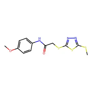 N-(4-methoxyphenyl)-2-[(5-methylsulfanyl-1,3,4-thiadiazol-2-yl)sulfanyl]acetamide structure