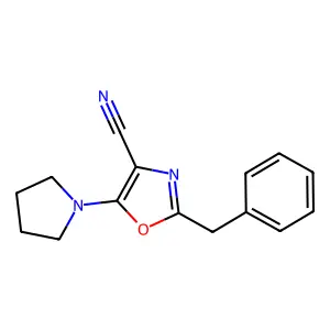 2-Benzyl-5-pyrrolidin-1-yl-1,3-oxazole-4-carbonitrile structure