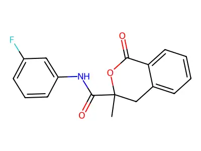 N-(3-fluorophenyl)-3-methyl-1-oxo-3,4-dihydro-1H-isochromene-3-carboxamide structure