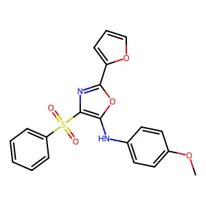 4-(benzenesulfonyl)-2-(furan-2-yl)-N-(4-methoxyphenyl)-1,3-oxazol-5-amine structure