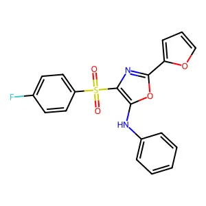4-(4-fluorophenyl)sulfonyl-2-(2-furanyl)-N-phenyl-5-oxazolamine structure