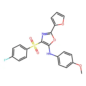 4-((4-fluorophenyl)sulfonyl)-2-(furan-2-yl)-N-(4-methoxyphenyl)oxazol-5-amine structure