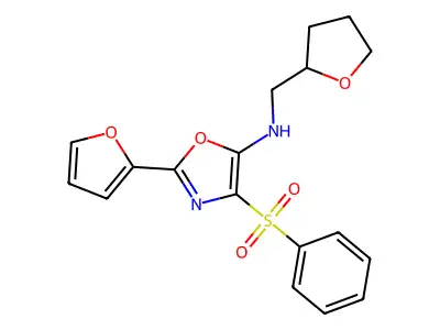 4-(benzenesulfonyl)-2-(furan-2-yl)-N-(oxolan-2-ylmethyl)-1,3-oxazol-5-amine structure