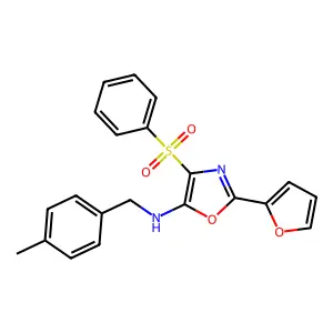 4-(benzenesulfonyl)-2-(furan-2-yl)-N-[(4-methylphenyl)methyl]-1,3-oxazol-5-amine structure
