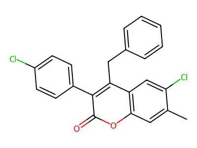 4-Benzyl-6-chloro-3-(4-chlorophenyl)-7-methylchromen-2-one structure