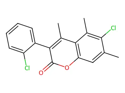 6-Chloro-3-(2-chlorophenyl)-4,5,7-trimethylchromen-2-one structure