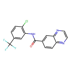 N-[2-chloro-5-(trifluoromethyl)phenyl]quinoxaline-6-carboxamide structure