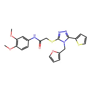 N-(3,4-dimethoxyphenyl)-2-[[4-(furan-2-ylmethyl)-5-thiophen-2-yl-1,2,4-triazol-3-yl]sulfanyl]acetamide structure