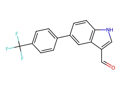 5-[4-(trifluoromethyl)phenyl]-1H-indole-3-carbaldehyde structure
