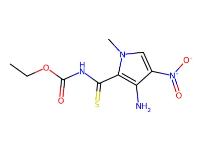 Ethyl (3-amino-1-methyl-4-nitro-1H-pyrrole-2-carbothioyl)carbamate structure