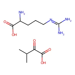 2-Amino-5-(diaminomethylideneamino)pentanoic acid;3-methyl-2-oxobutanoic acid structure