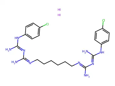 2-[6-[[amino-[[amino-(4-chloroanilino)methylidene]amino]methylidene]amino]hexyl]-1-[amino-(4-chloroanilino)methylidene]guanidine;dihydroiodide structure