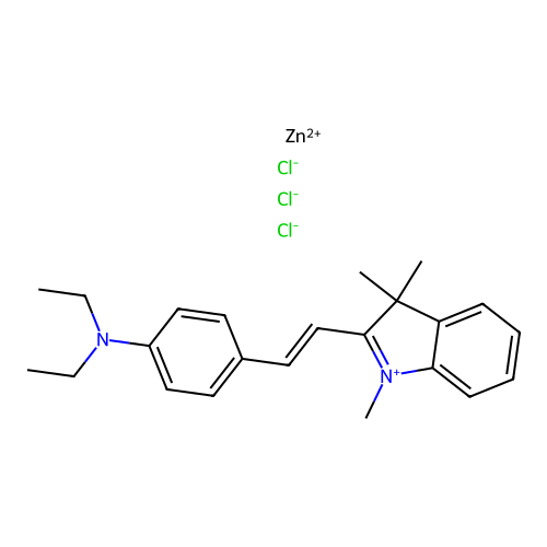 2-(2-(4-(Diethylamino)phenyl)ethenyl)-1,3,3-trimethyl-3H-indolium zinc trichloride structure
