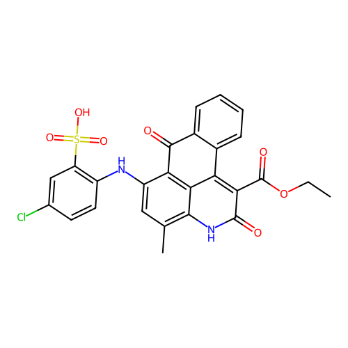 3H-Dibenz(f,ij)isoquinoline-1-carboxylic acid, 6-((4-chloro-2-sulfophenyl)amino)-2,7-dihydro-4(or 5)-methyl-2,7-dioxo-, 1-ethyl ester structure