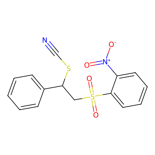 2-[(2-Nitrophenyl)sulfonyl]-1-phenylethyl thiocyanate structure
