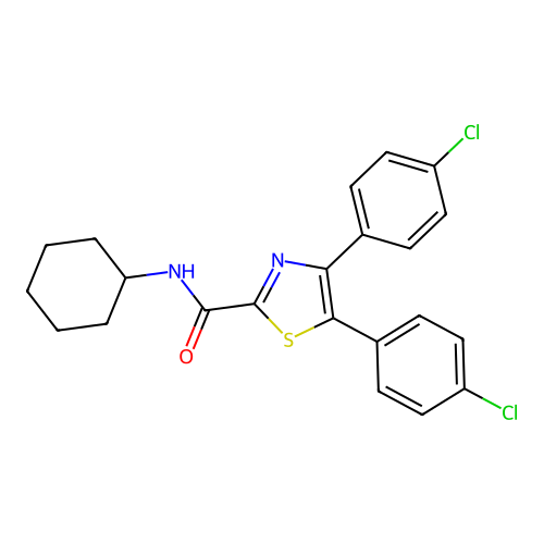 4,5-bis(4-chlorophenyl)-N-cyclohexylthiazole-2-carboxamide structure
