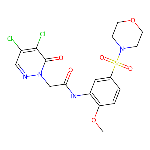 2-(4,5-dichloro-6-oxopyridazin-1-yl)-N-(2-methoxy-5-morpholin-4-ylsulfonylphenyl)acetamide structure