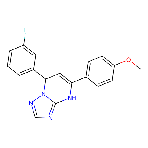 7-(3-fluorophenyl)-5-(4-methoxyphenyl)-1,7-dihydro-[1,2,4]triazolo[1,5-a]pyrimidine structure