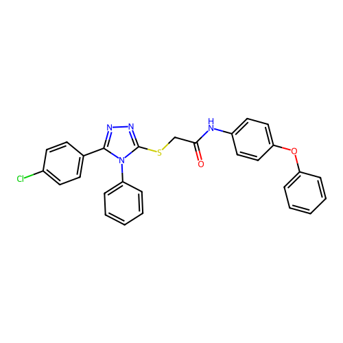 2-[[5-(4-chlorophenyl)-4-phenyl-1,2,4-triazol-3-yl]sulfanyl]-N-(4-phenoxyphenyl)acetamide structure