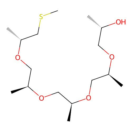 2-Thia-5,8,11,14-tetraoxa-4,7,10,13-tetramethylheptadecan-16-ol structure