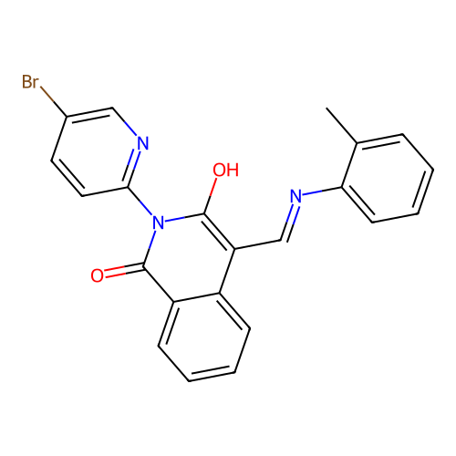 (E)-2-(5-bromopyridin-2-yl)-4-((o-tolylamino)methylene)isoquinoline-1,3(2H,4H)-dione structure