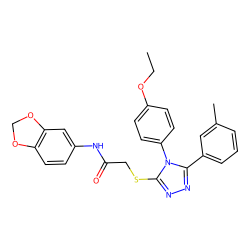 N-(1,3-benzodioxol-5-yl)-2-[[4-(4-ethoxyphenyl)-5-(3-methylphenyl)-1,2,4-triazol-3-yl]sulfanyl]acetamide structure