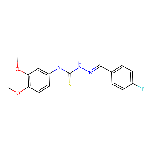 3-(3,4-Dimethoxyphenyl)-1-{[(4-fluorophenyl)methylidene]amino}thiourea structure