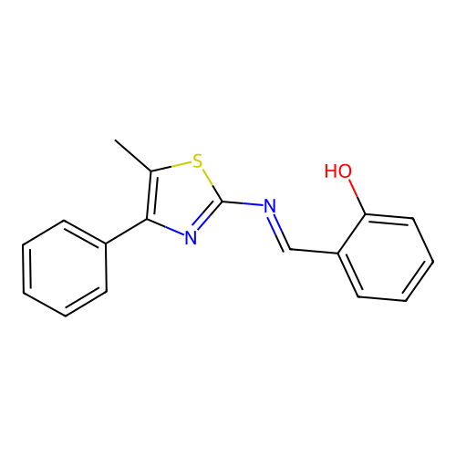 2-[(5-Methyl-4-phenyl-1,3-thiazol-2-yl)iminomethyl]phenol structure