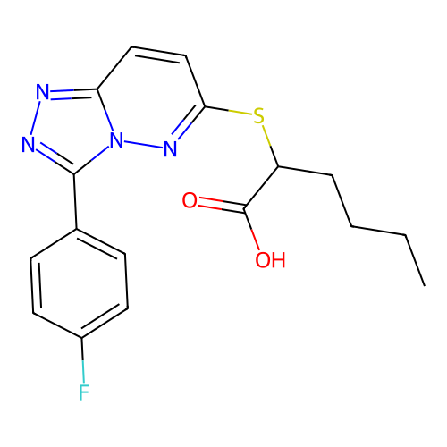 2-((3-(4-Fluorophenyl)-[1,2,4]triazolo[4,3-b]pyridazin-6-yl)thio)hexanoic acid structure