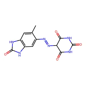 5-[(2,3-dihydro-6-methyl-2-oxo-1H-benzimidazol-5-yl)azo]barbituric acid structure