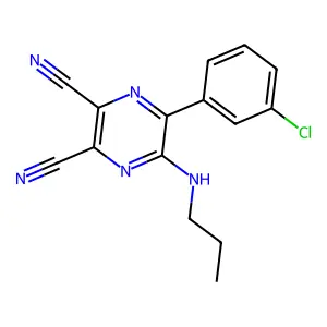 2,3-Pyrazinedicarbonitrile, 5-(3-chlorophenyl)-6-(propylamino)- structure