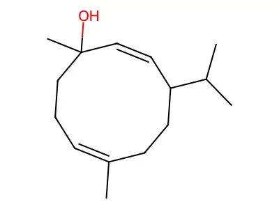 2,7-Cyclodecadien-1-ol, 1,7-dimethyl-4-(1-methylethyl)- structure