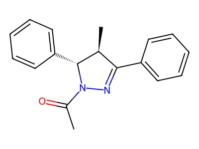 1H-Pyrazole, 4,5-dihydro-1-acetyl-3,5-diphenyl-4-methyl-, trans- structure