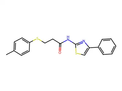 N-(4-phenylthiazol-2-yl)-3-(p-tolylthio)propanamide structure
