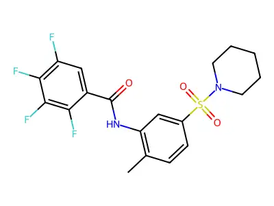 2,3,4,5-tetrafluoro-N-(2-methyl-5-piperidin-1-ylsulfonylphenyl)benzamide structure