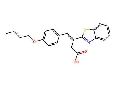 3-Benzothiazol-2-yl-4-(4-butoxy-phenyl)-but-3-enoic acid structure
