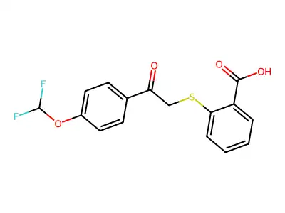 2-({2-[4-(Difluoromethoxy)phenyl]-2-oxoethyl}sulfanyl)benzoic acid structure