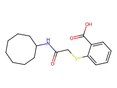 2-{[(Cyclooctylcarbamoyl)methyl]sulfanyl}benzoic acid structure