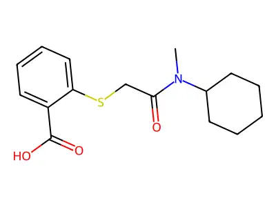 2-({[Cyclohexyl(methyl)carbamoyl]methyl}sulfanyl)benzoic acid structure