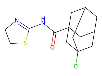 3-chloro-N-(4,5-dihydro-1,3-thiazol-2-yl)adamantane-1-carboxamide structure