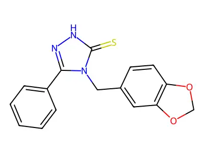 4-(2H-1,3-benzodioxol-5-ylmethyl)-5-phenyl-4H-1,2,4-triazole-3-thiol structure