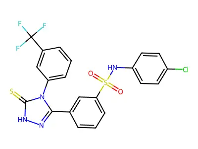 N-(4-chlorophenyl)-3-{5-sulfanyl-4-[3-(trifluoromethyl)phenyl]-4H-1,2,4-triazol-3-yl}benzene-1-sulfonamide structure