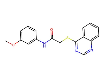N-(3-methoxyphenyl)-2-(quinazolin-4-ylthio)acetamide structure